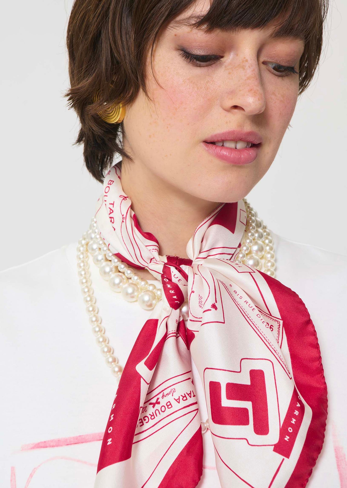 Tara Jarmon - Eline Scarf - Red Silk Print