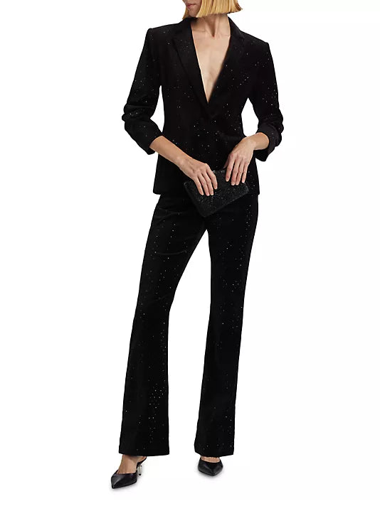 Cinq a Sept-Ditsy Velvetine Khloe Blazer-Black