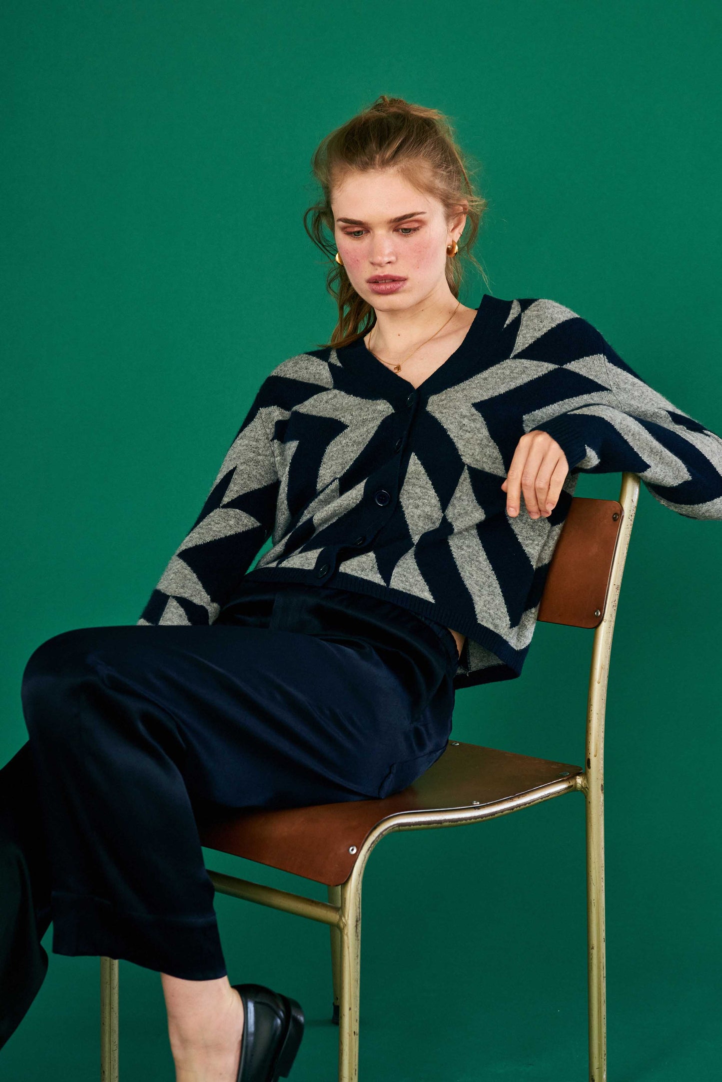 Jumper1234 - Dazzle Cardigan - Navy/Grey