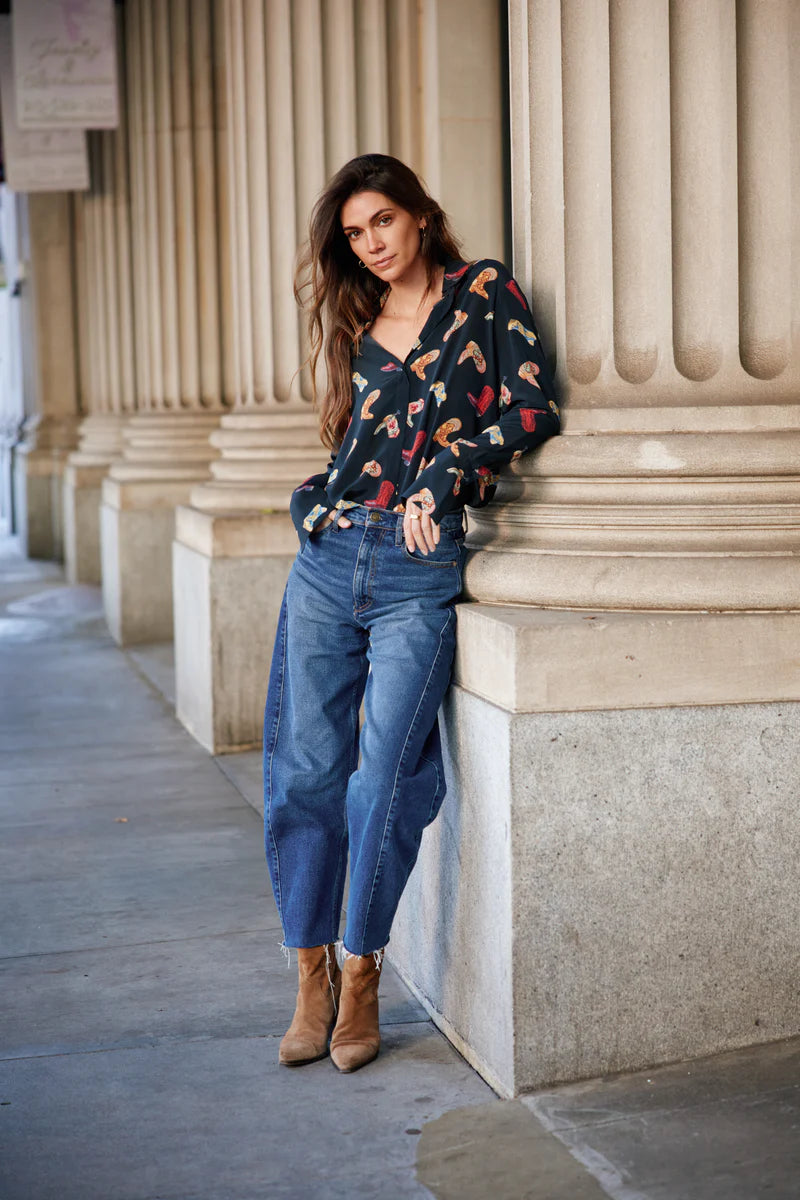 Catherine Gee Daria French Cuff Blouse in Cowboy Boots