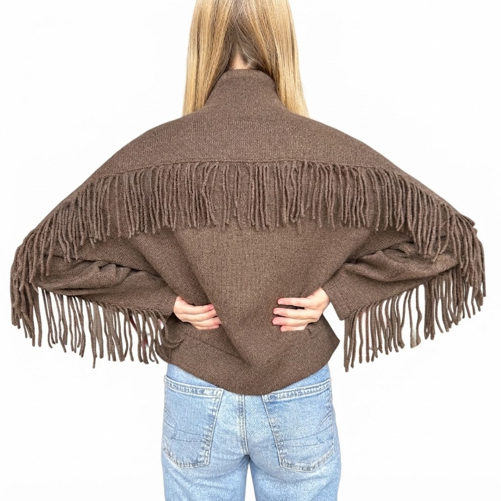Estheme - Fringe Back Sweater - Brown