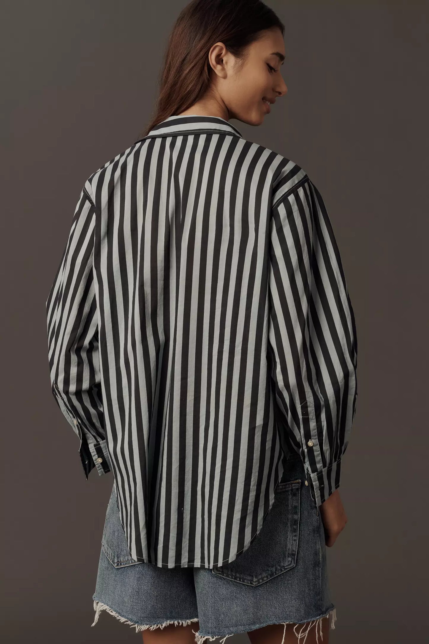 The Great - The Daily Button Up - Blue Club Stripe
