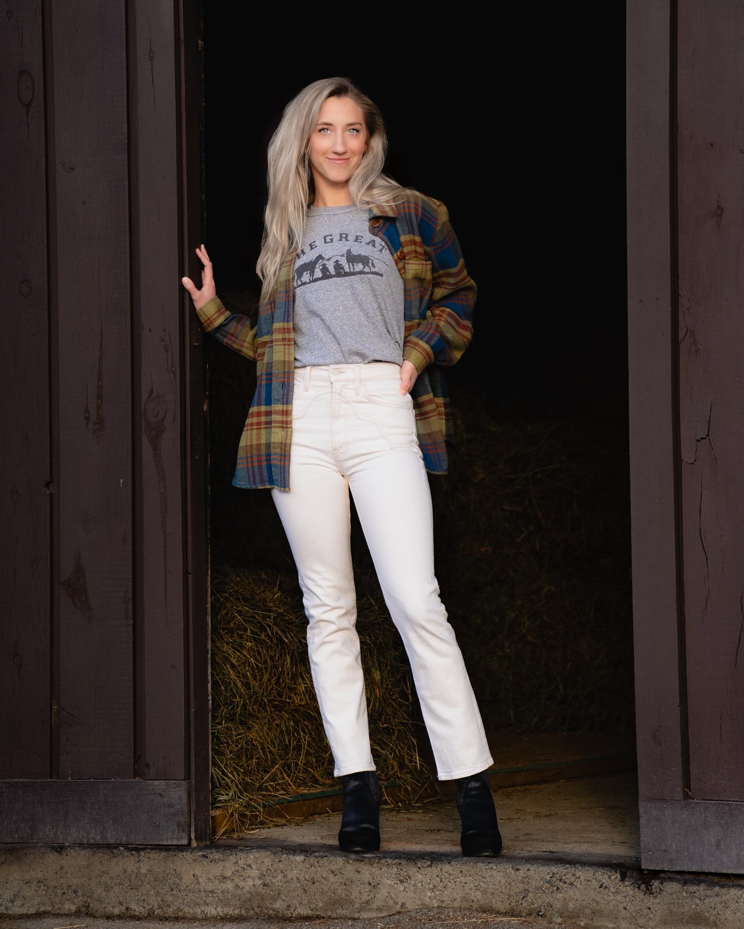 The Great- The Boxy Crew- Heather Grey with Gaucho Graphic