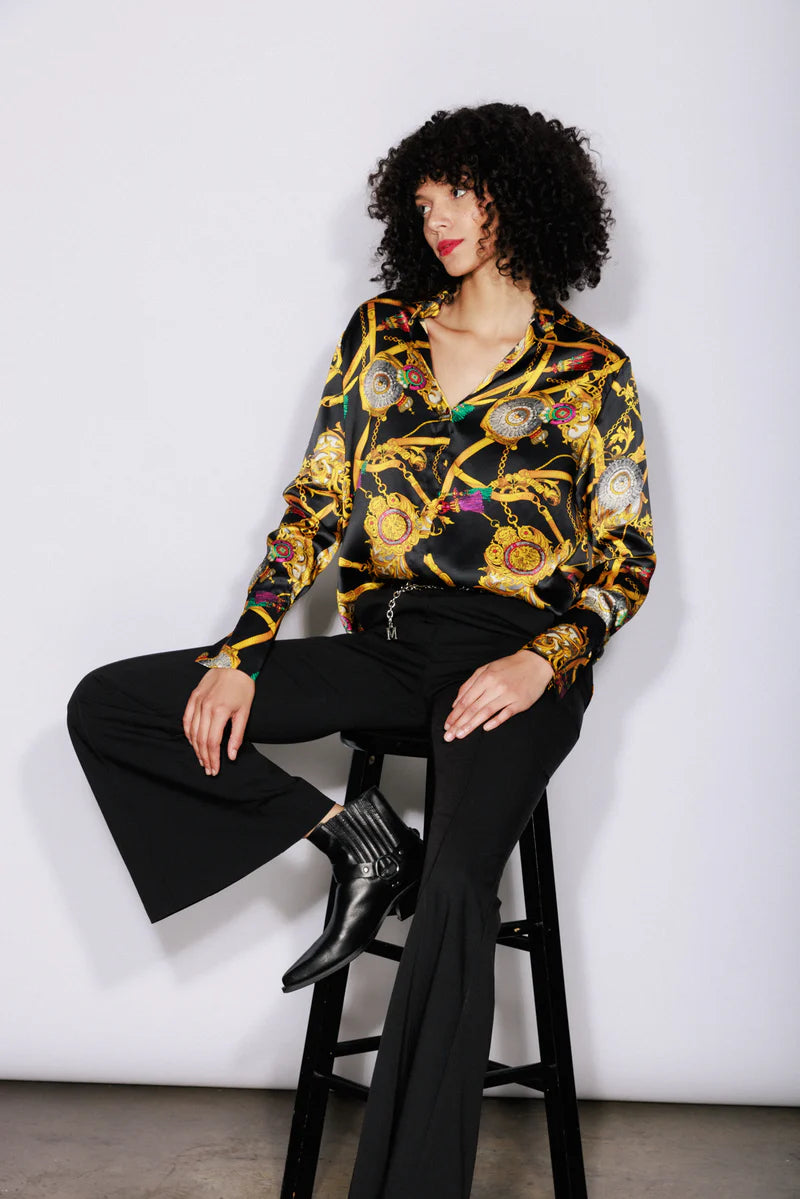 Catherine Gee - Daria French Cuff Silk Blouse - Versailles