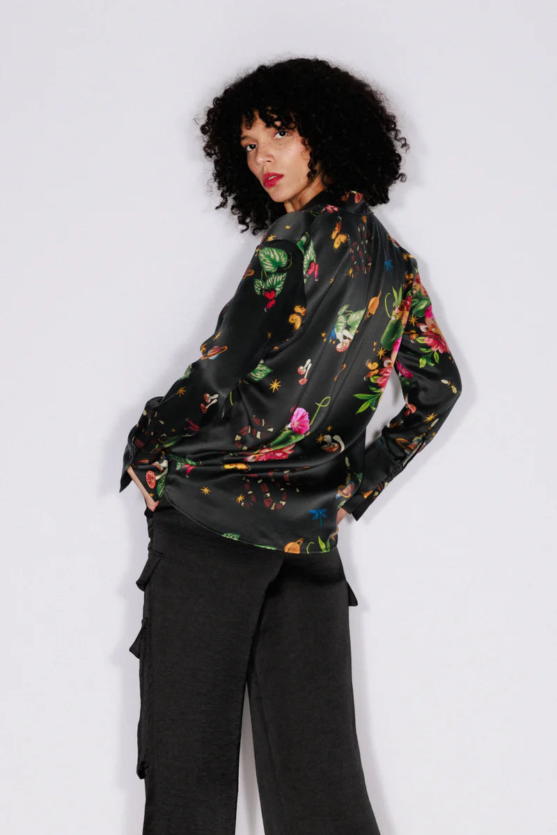 Catherine Gee - Daria French Cuff Silk Blouse - Serpentine
