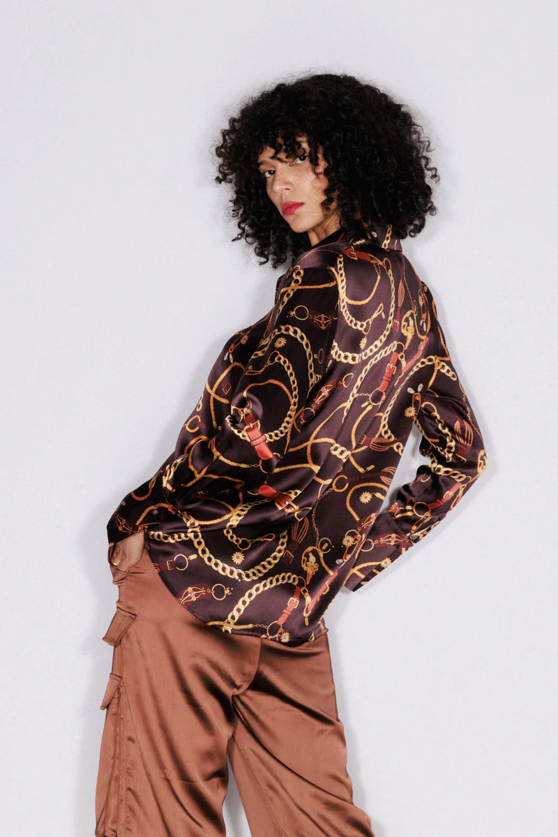Catherine Gee - Daria French Cuff Silk Blouse - Belgian Chain