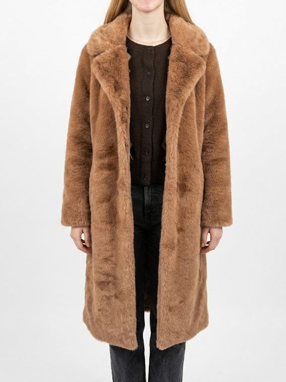 Estheme - Faux Fur Long Coat - Brown