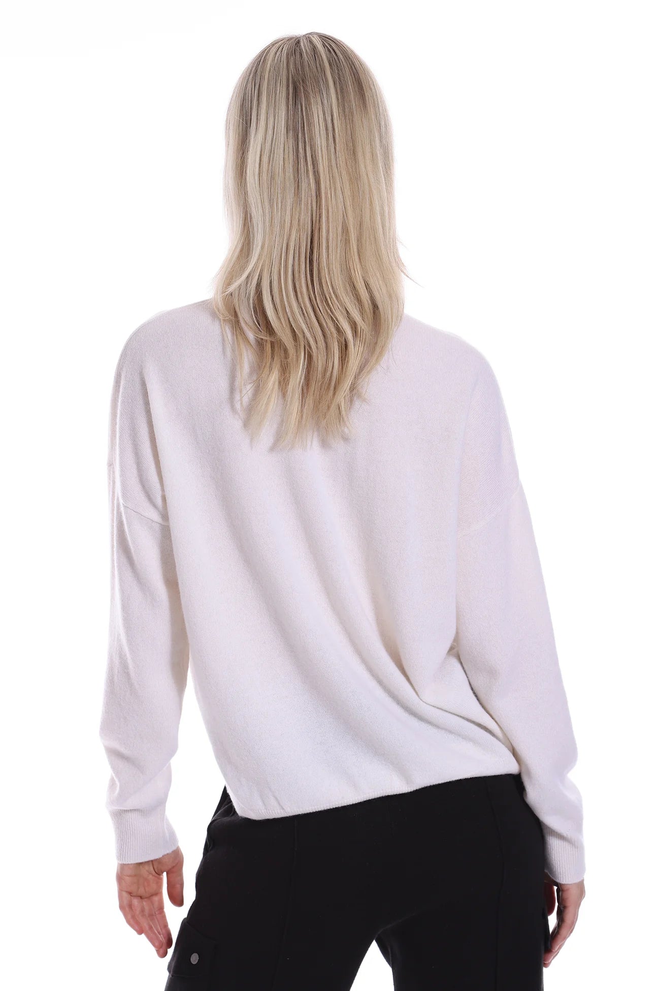 Minnie Rose - Cashmere New York City Crew Sweater - White/Black