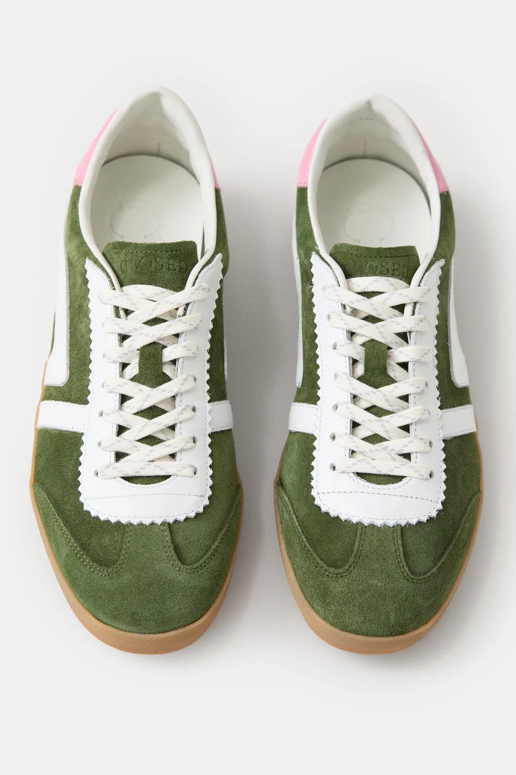 Closed Sneakers Made of Leather in Forest Green