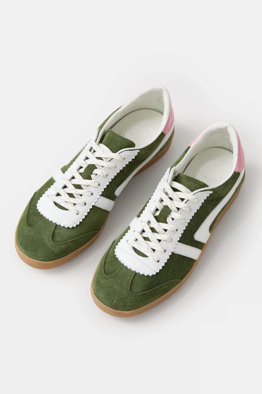 Closed Sneakers Made of Leather in Forest Green