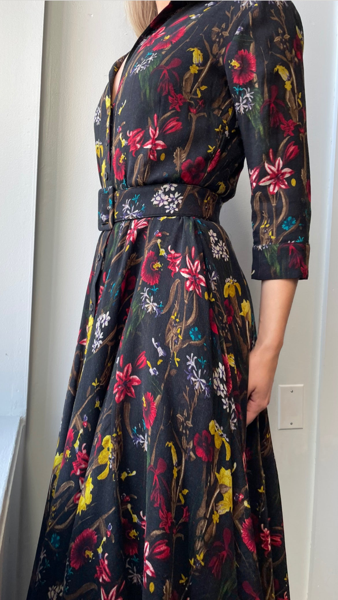 Samantha Sung- Aster Dress- Delanice Flower- Black/Multi