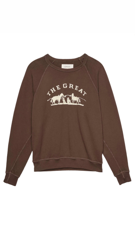 The Great- The College Sweatshirt- Hickory with Gaucho Graphic