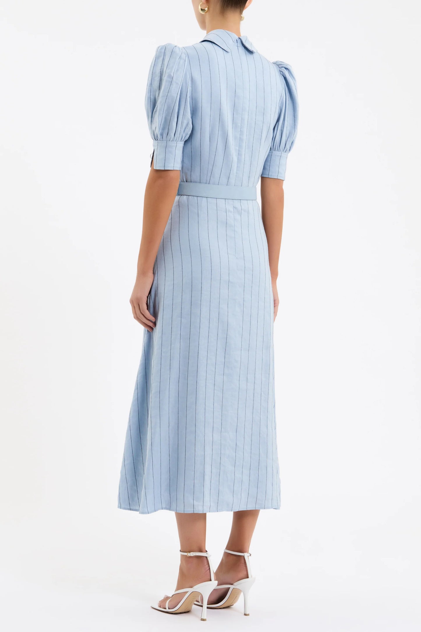 Rebecca Vallance - Effie Midi Dress - Pale Blue Stripe