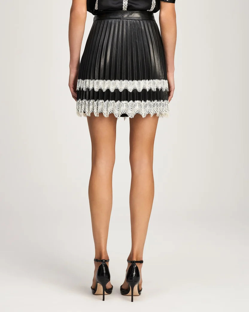 Cinq a Sept - Vegan Leather Laney Skirt - Black & Ivory