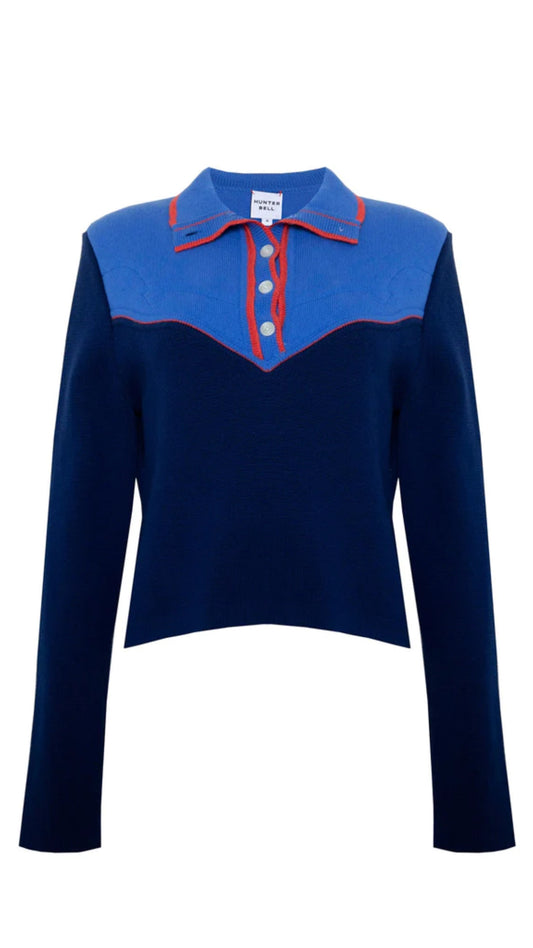 Hunter Bell- Davidson Sweater- Navy/Blue/Orange