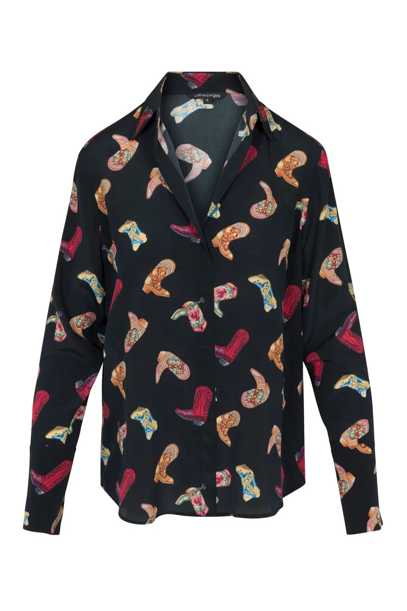 Catherine Gee Daria French Cuff Blouse in Cowboy Boots