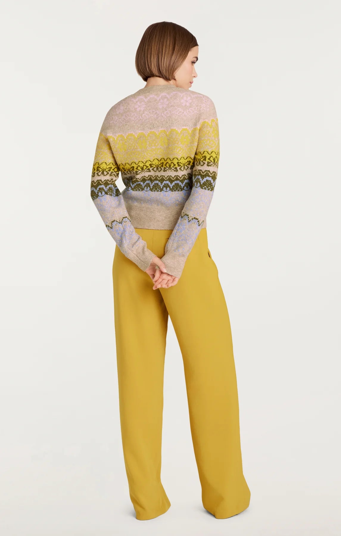 Cinq a Sept-Lace Fair Isle Pullover-Oatmeal Multi