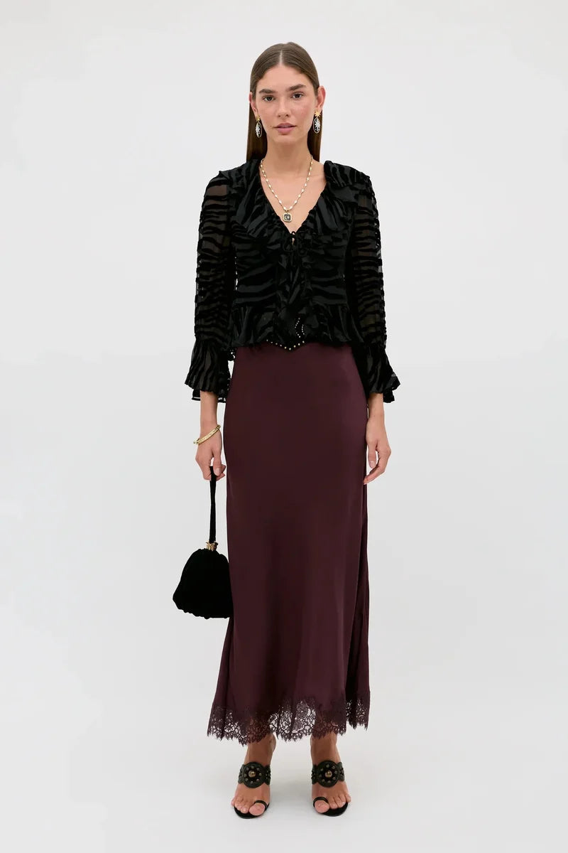 RIXO - Matilde Skirt - Wine