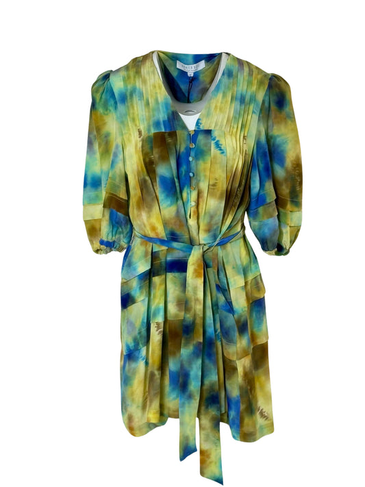 Hunter Bell- Charlie Dress- Blue & Gold Tie Dye