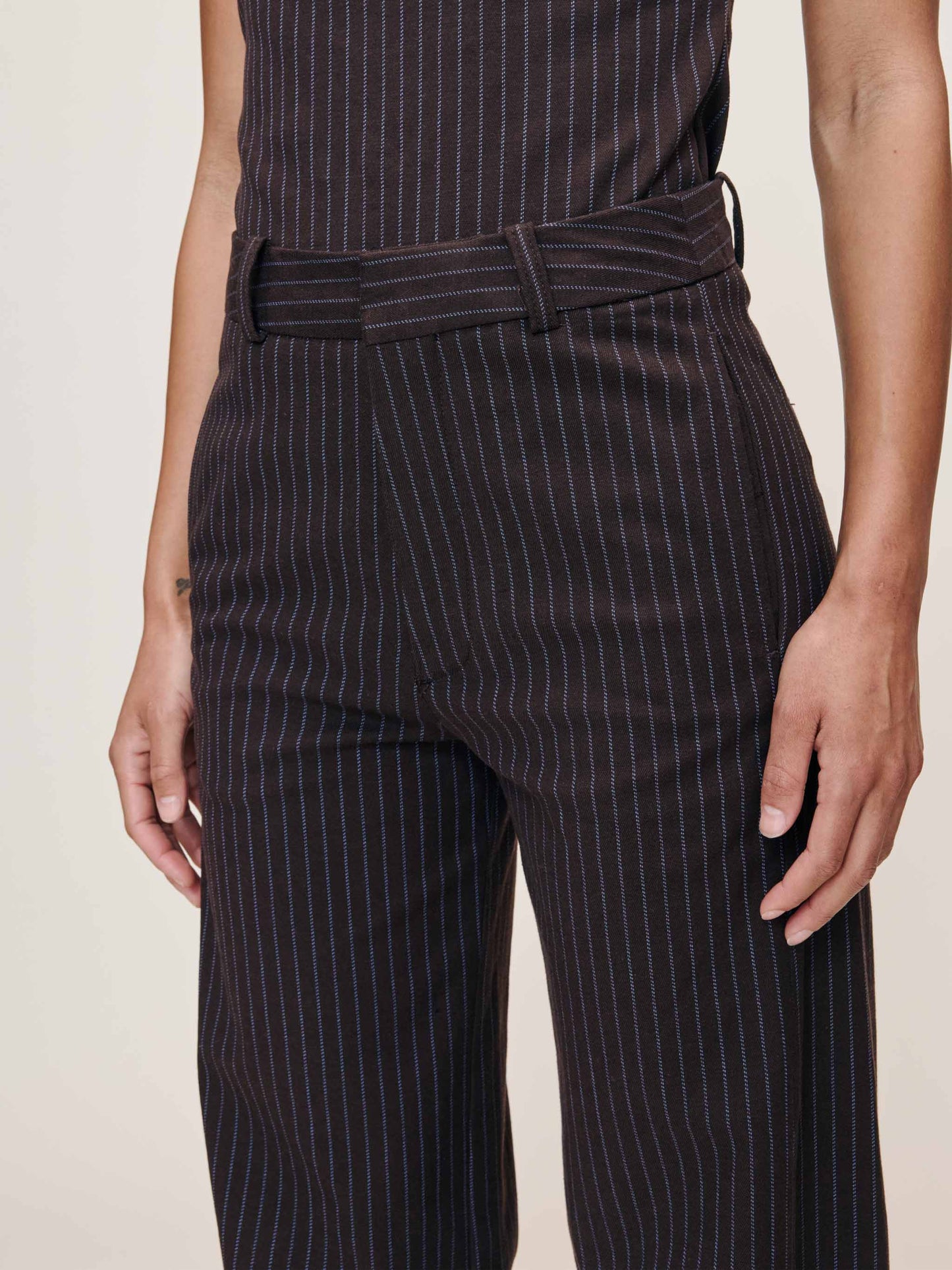 DL1961 - Miro Barrel High Rise 28" Pants - Brown/Blue Stripe