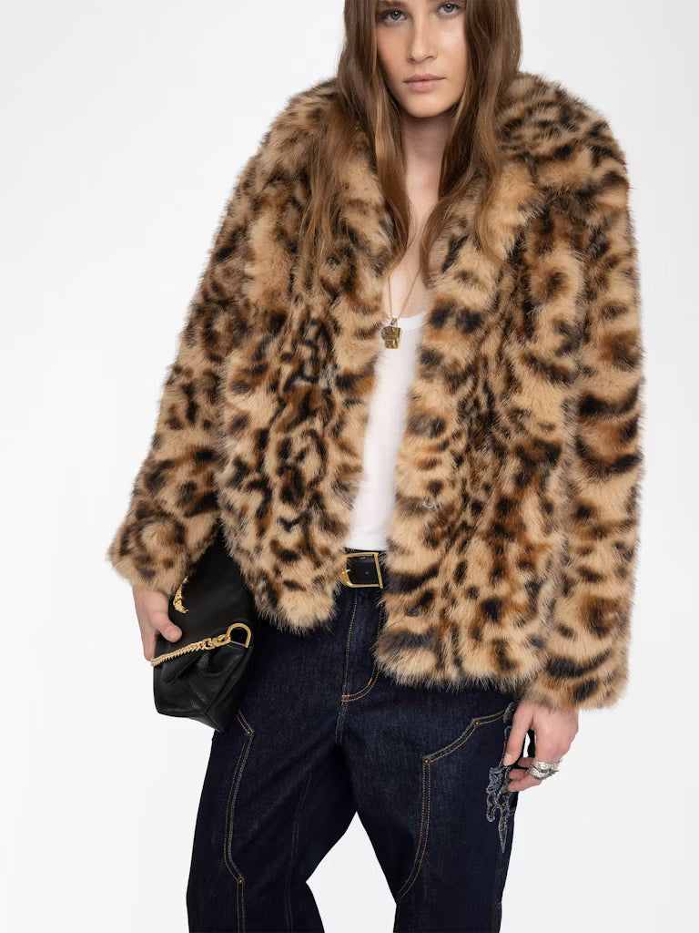 Zadig & Voltiare Finito Faux Fur Coat in Leopard