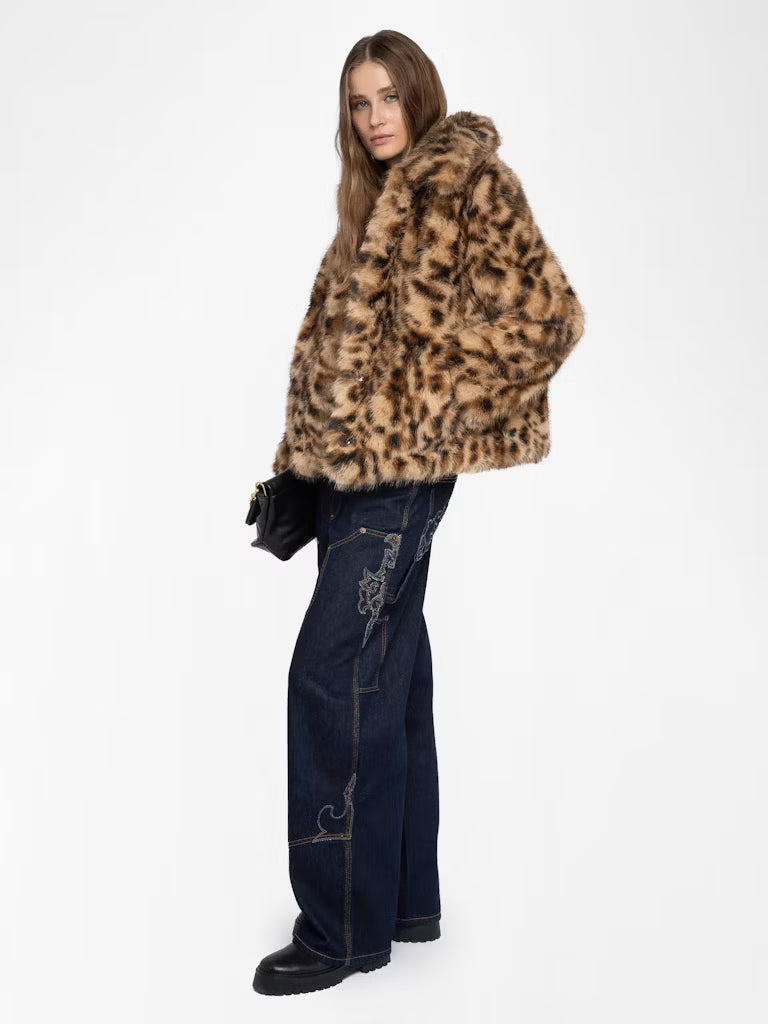 Zadig & Voltiare Finito Faux Fur Coat in Leopard