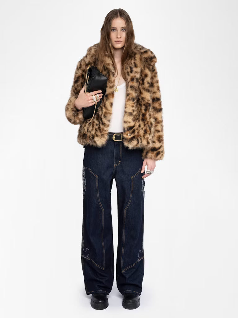 Zadig & Voltiare Finito Faux Fur Coat in Leopard
