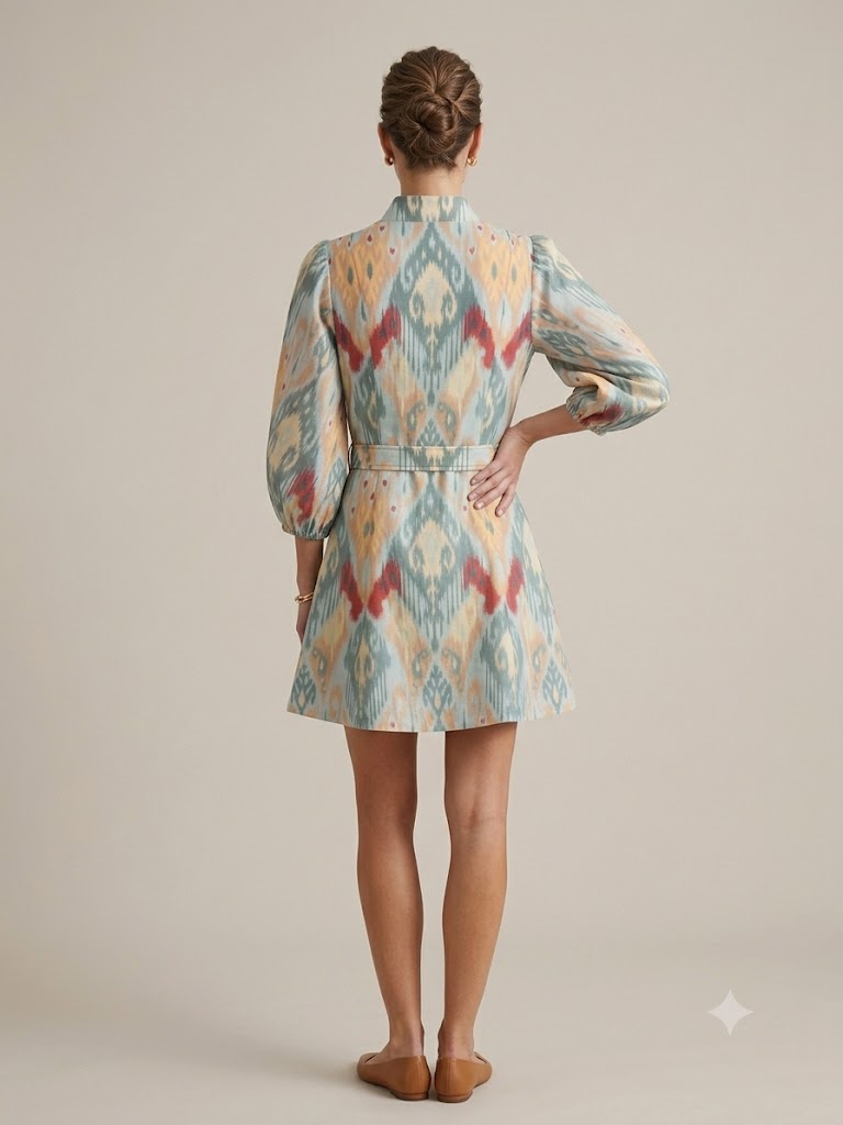 Mestiza - Valencia Mini Dress - Misty Ikat