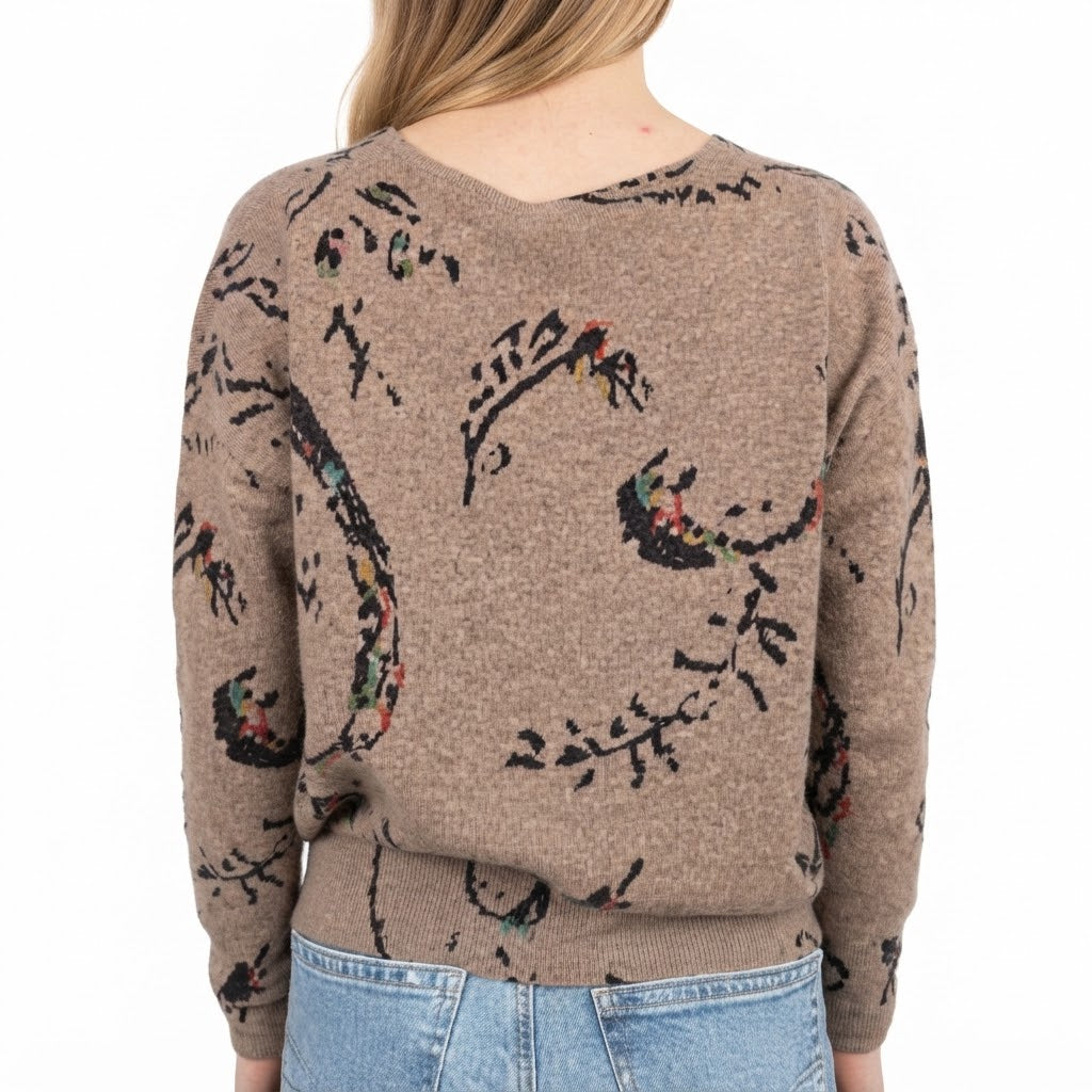 Estheme - Cashmere Patterned V-Neck Sweater - Latte