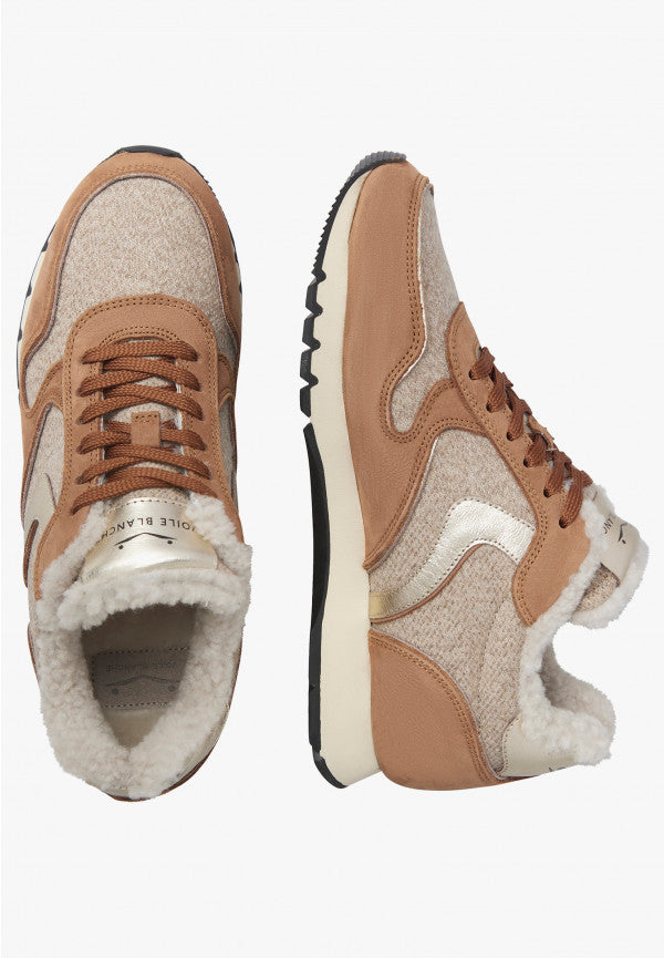 Voile Blanche Julia Fur Suede and Fabric Sneakers-Brown