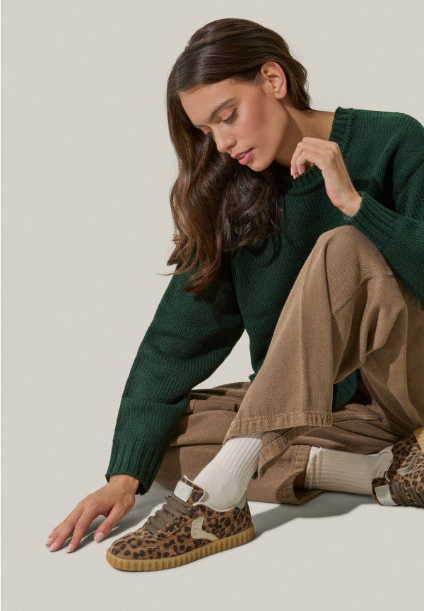 Voile Blanche Ines Leather and Suede Sneakers in Brown-Platinum