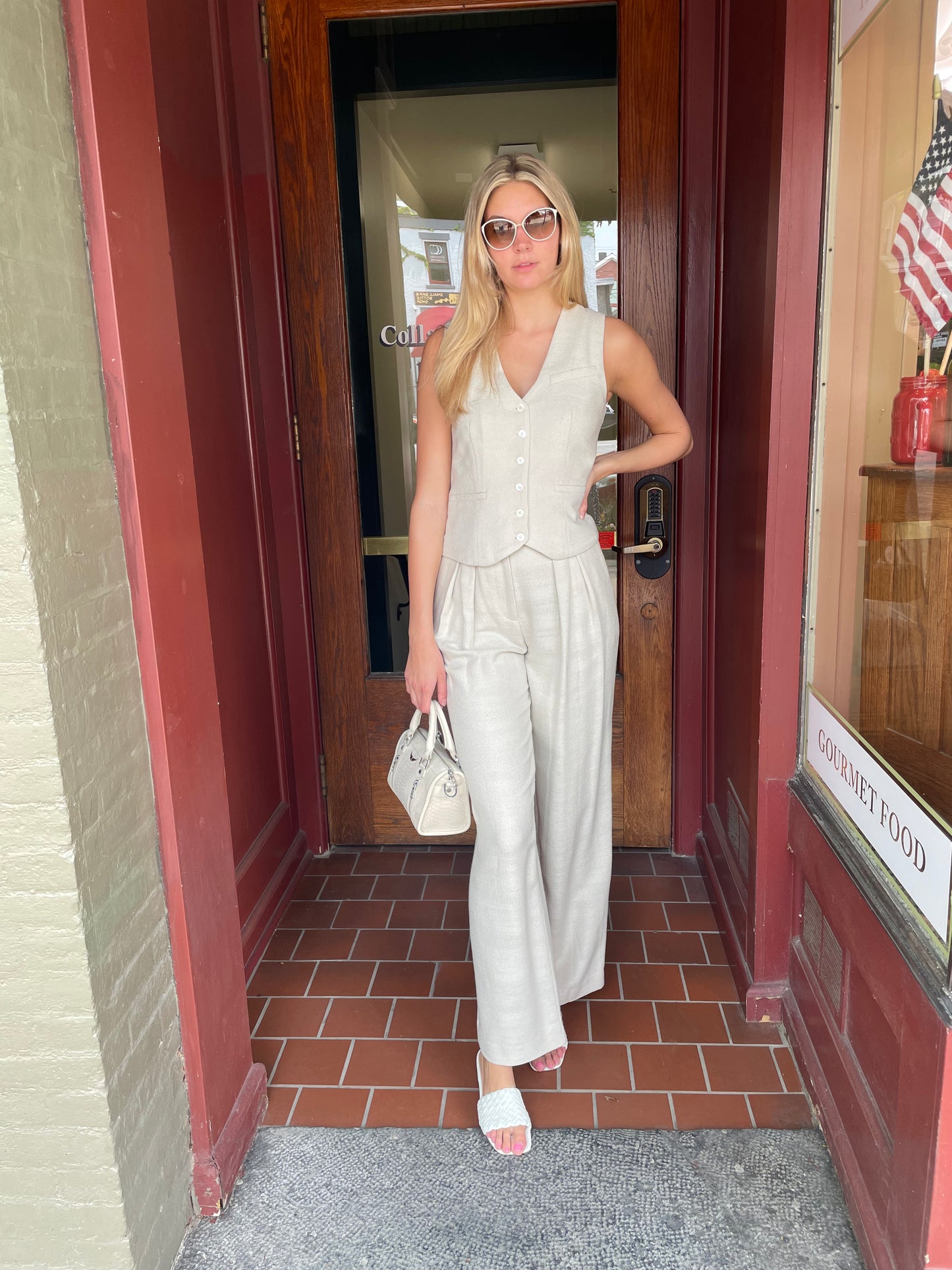 Staud- Brett Vest in Oat Milk