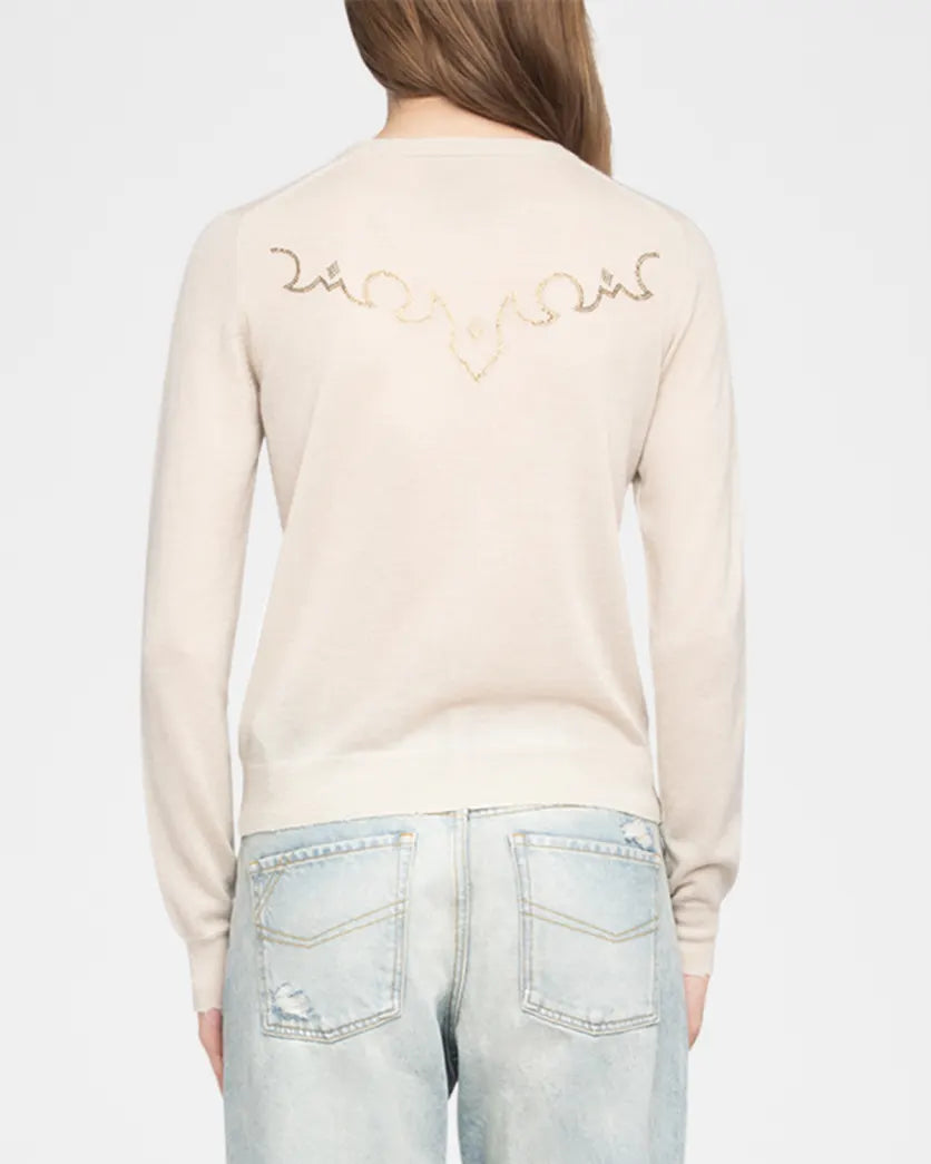 Zadig & Votlaire Missya Western Strass Cardigan in Ecru