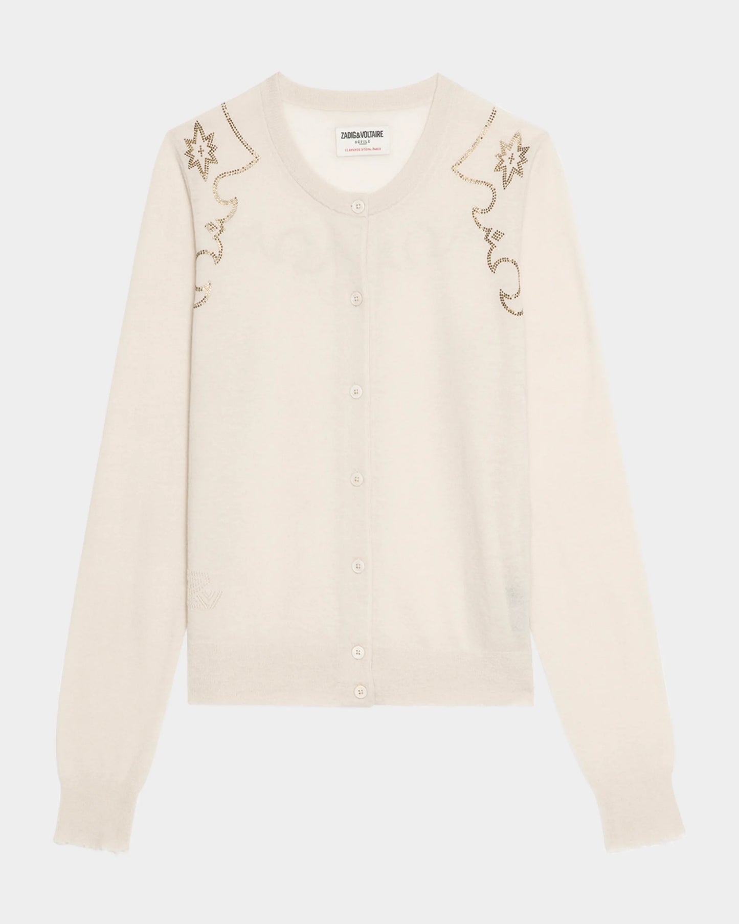 Zadig & Votlaire Missya Western Strass Cardigan in Ecru