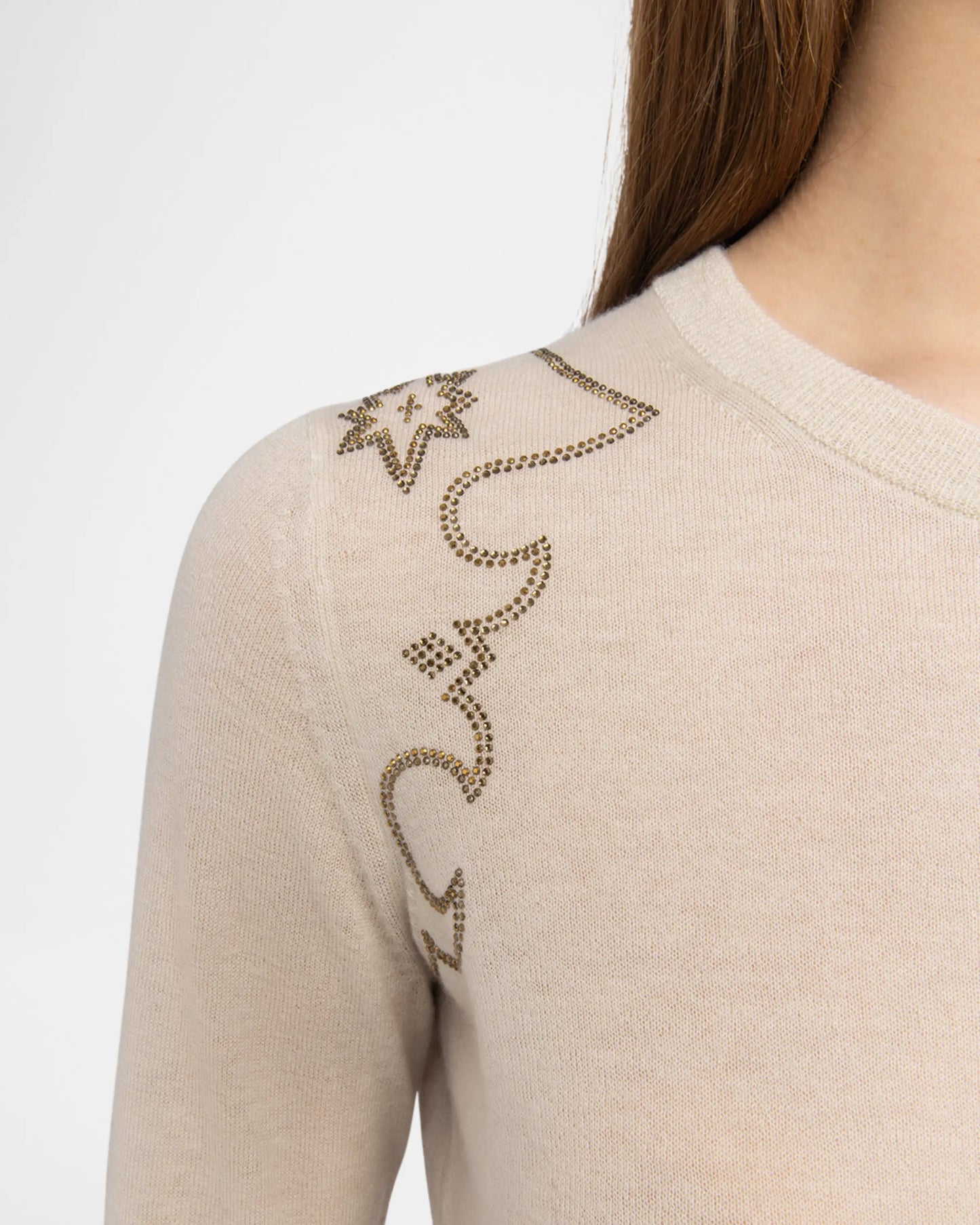 Zadig & Votlaire Missya Western Strass Cardigan in Ecru