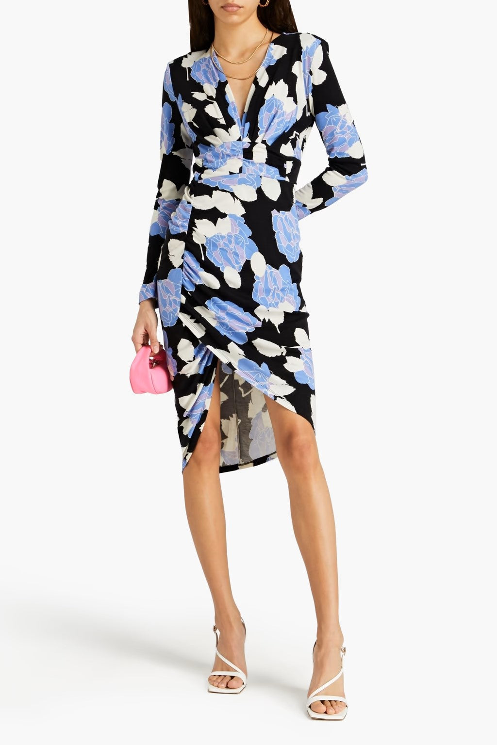 DVF - Magena Dress- Camo Floral Large Sky Blue