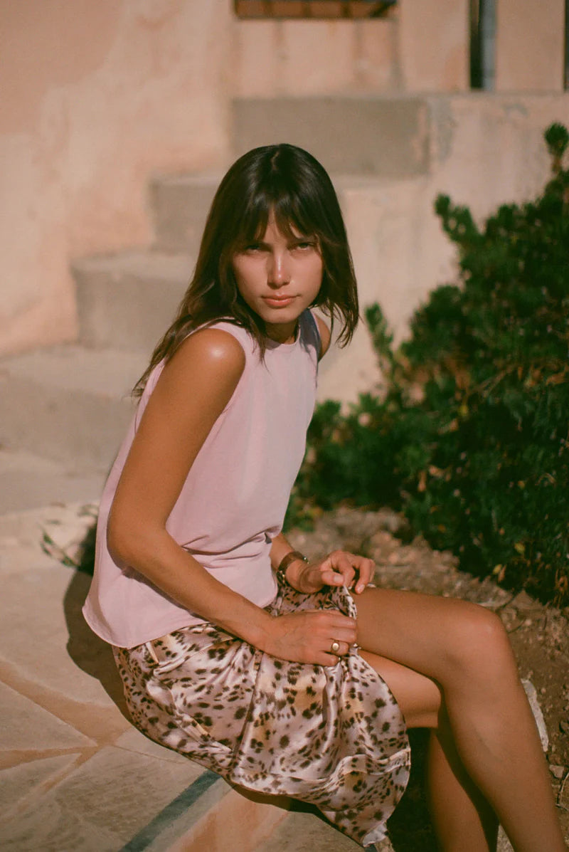 Catherine Gee Blush Leopard Siena Slip Skirt