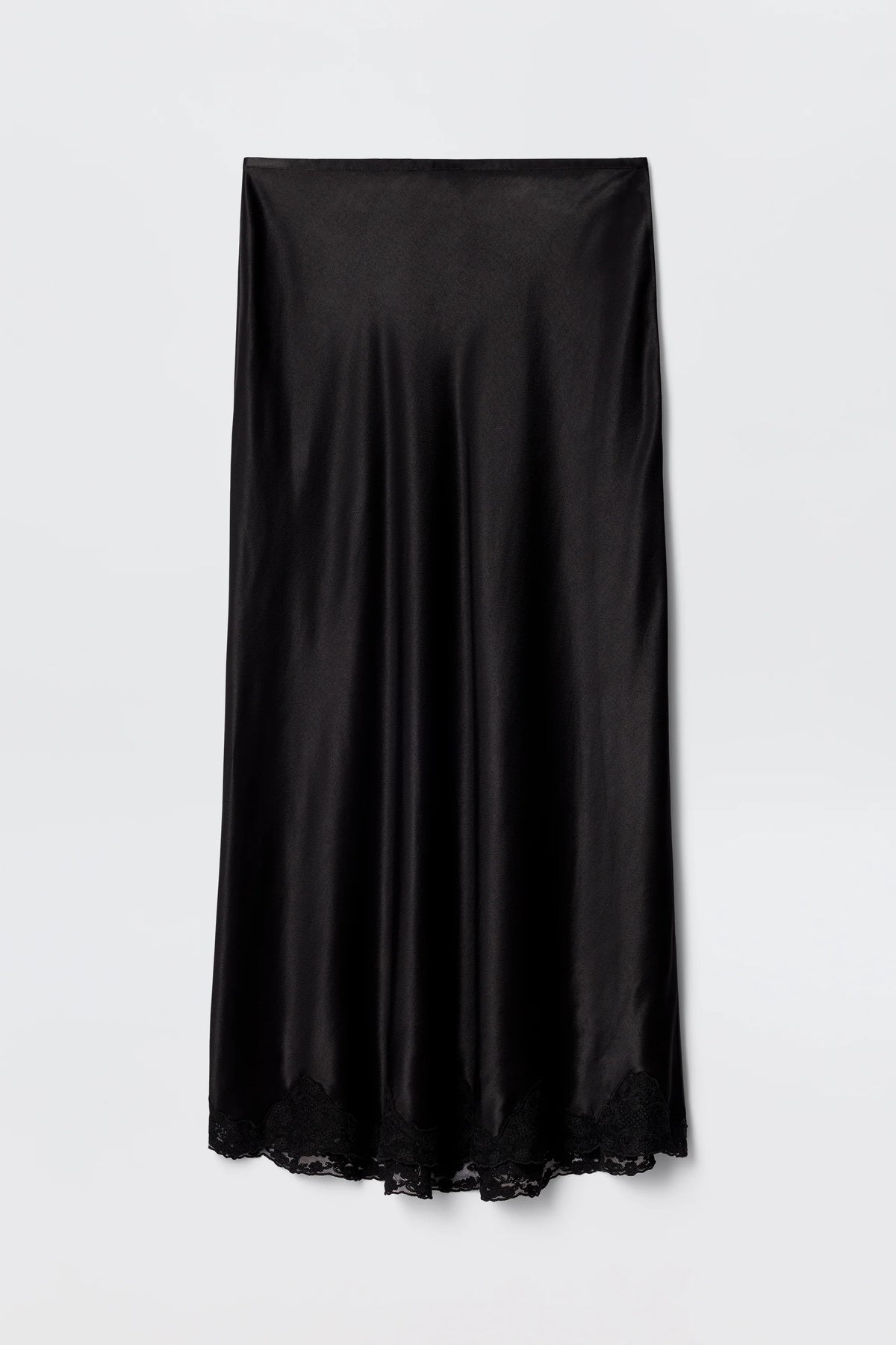 RIXO - Crystal Satin Midi Skirt - Black
