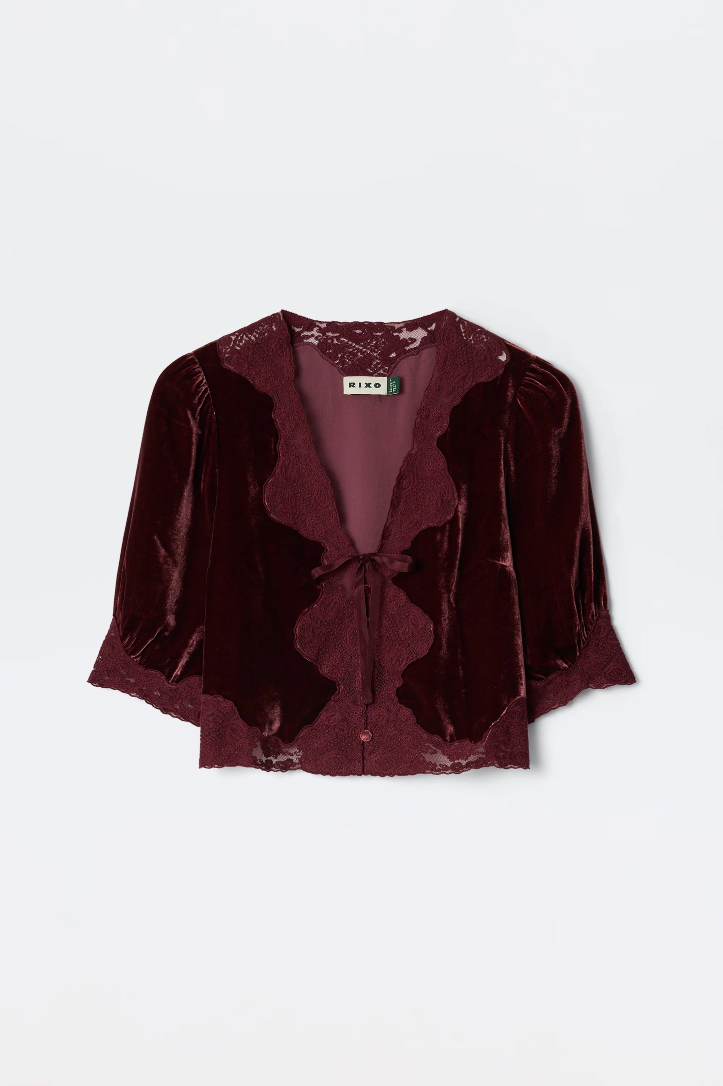RIXO - Ursula Silk Velvet Top - Bordeaux