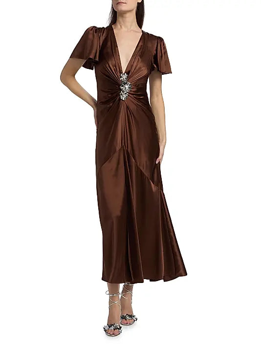 Cinq a Sept Kordyn Dress in Dark Sepiai