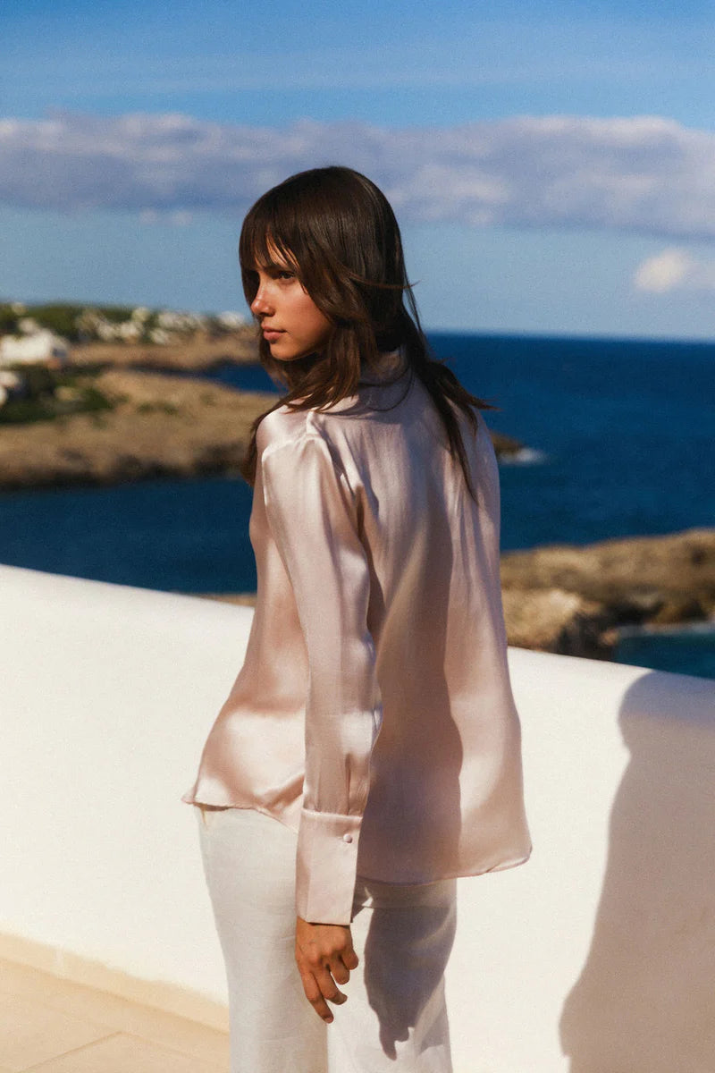 Catherine Gee - Daria French Cuff Silk Blouse - Rosewater