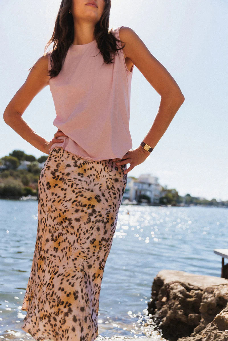 Catherine Gee Blush Leopard Siena Slip Skirt