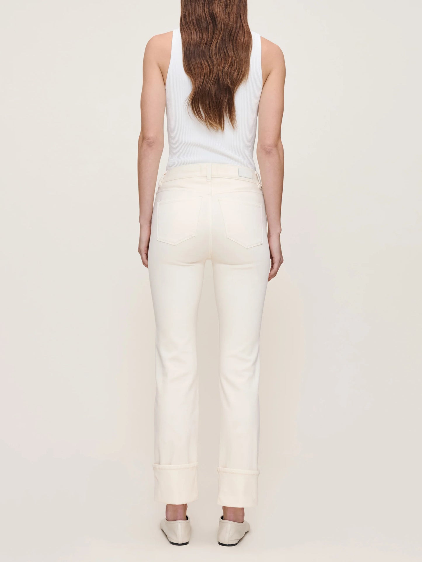 DL1961 - Mara Straight Mid Rise Instasculpt Ankle Jeans - Cream Cuffed