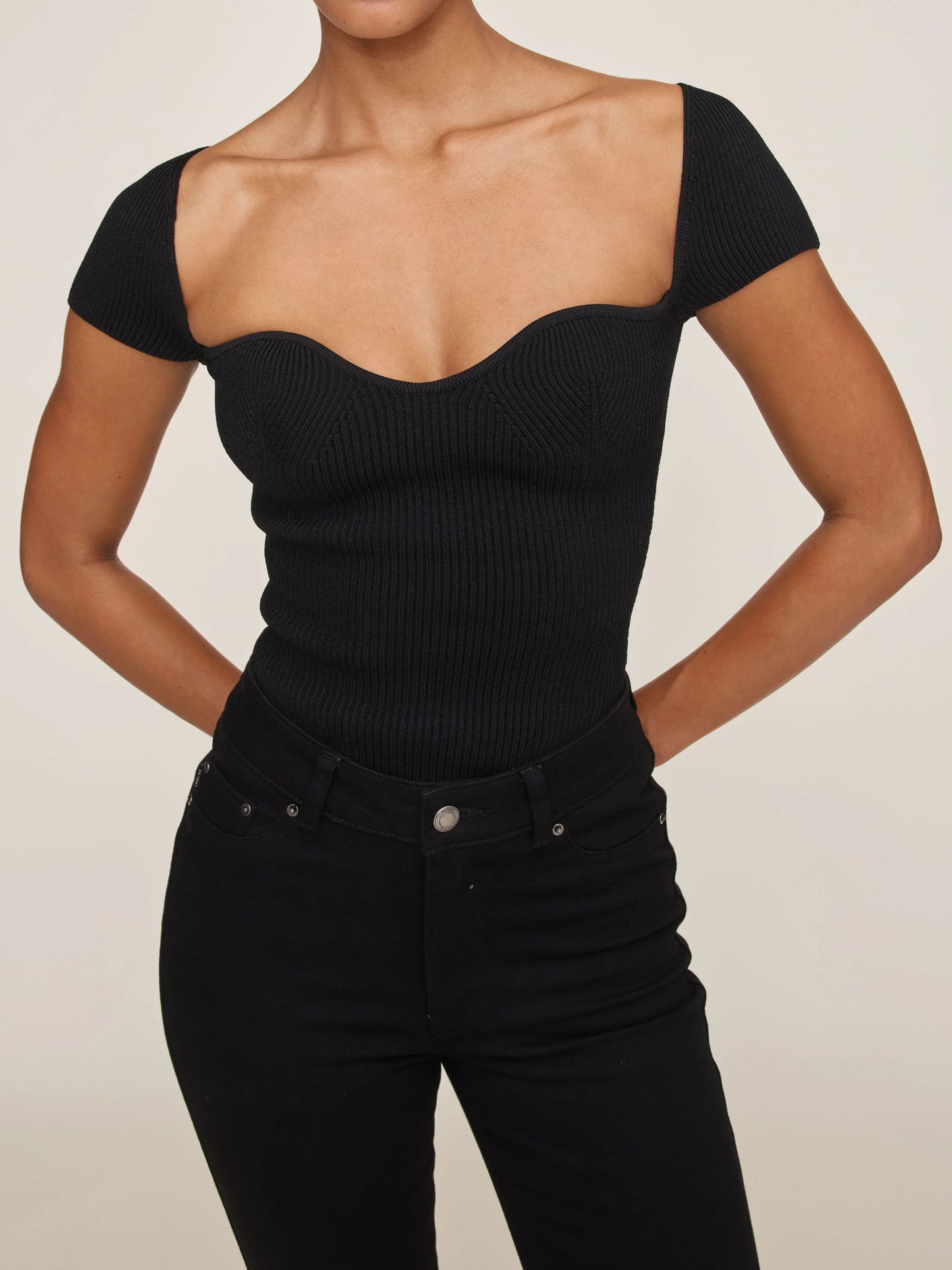 DL1961 - Heart Knit Top Instasculpt™ Rib - Black