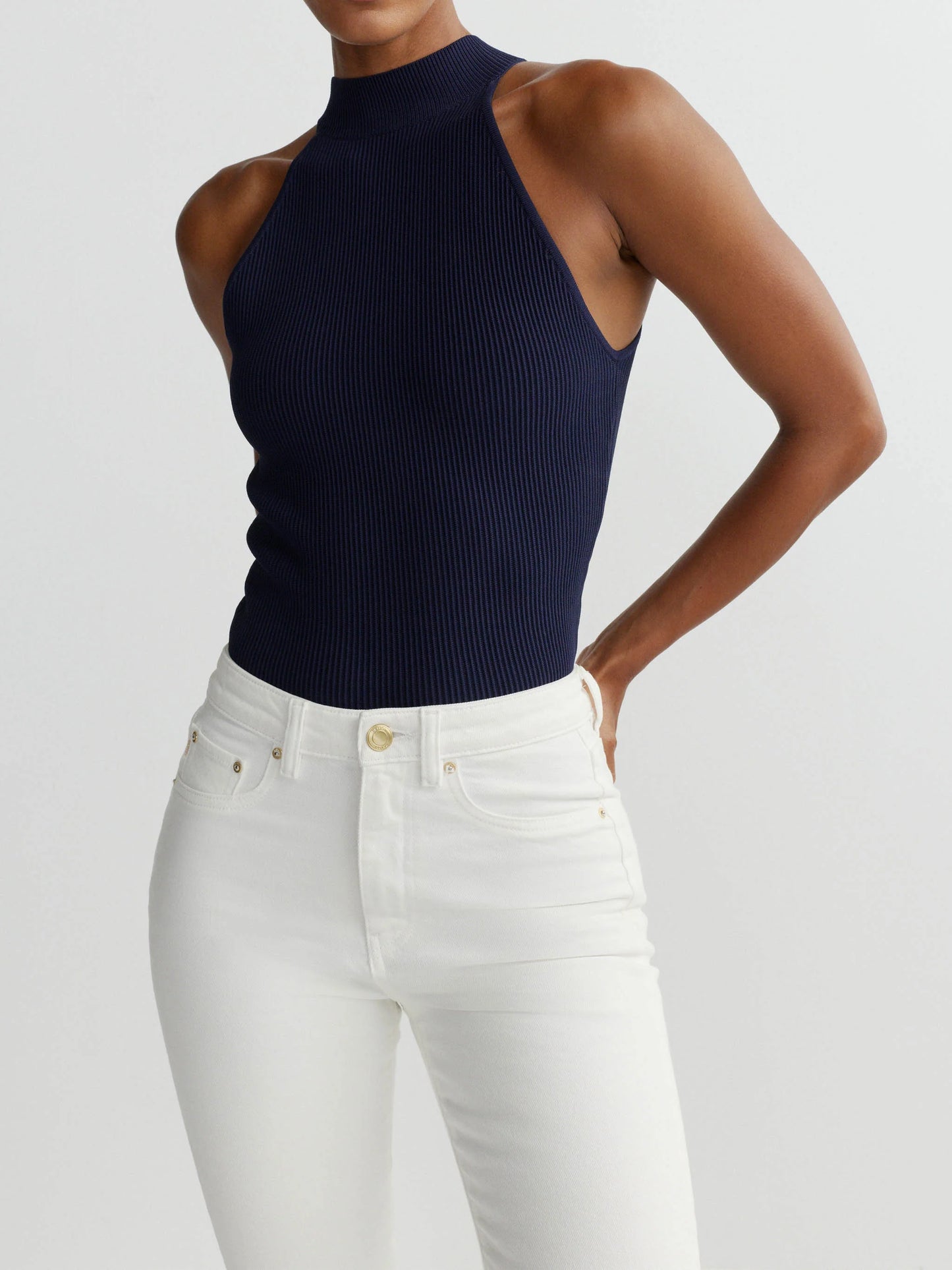 DL1961 - Mock Neck Top Instasculpt™ Rib - Bright Navy