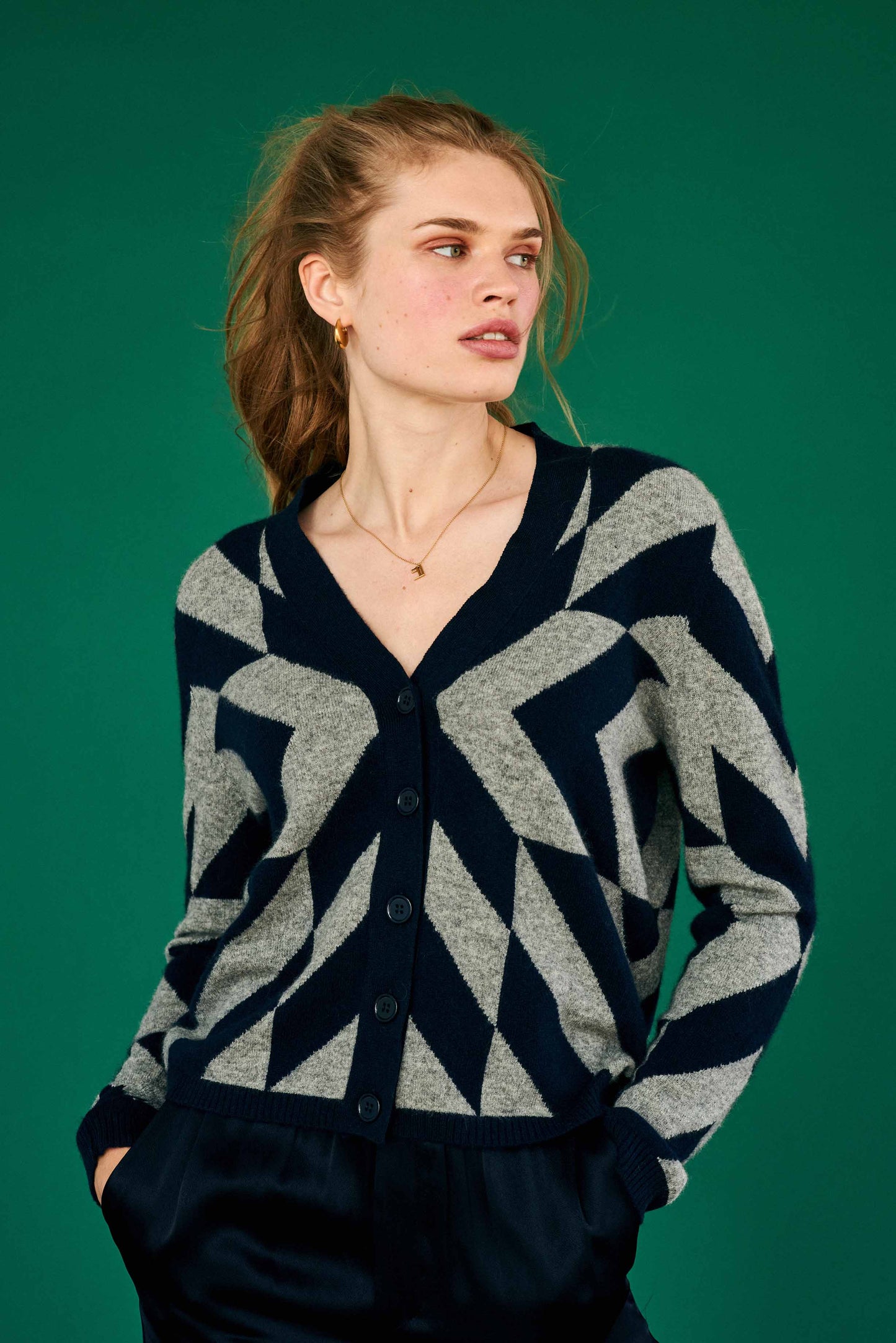 Jumper1234 - Dazzle Cardigan - Navy/Grey