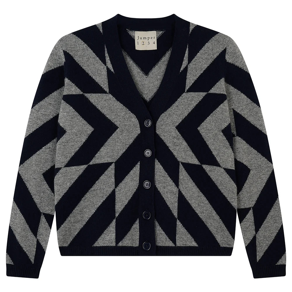 Jumper1234 - Dazzle Cardigan - Navy/Grey