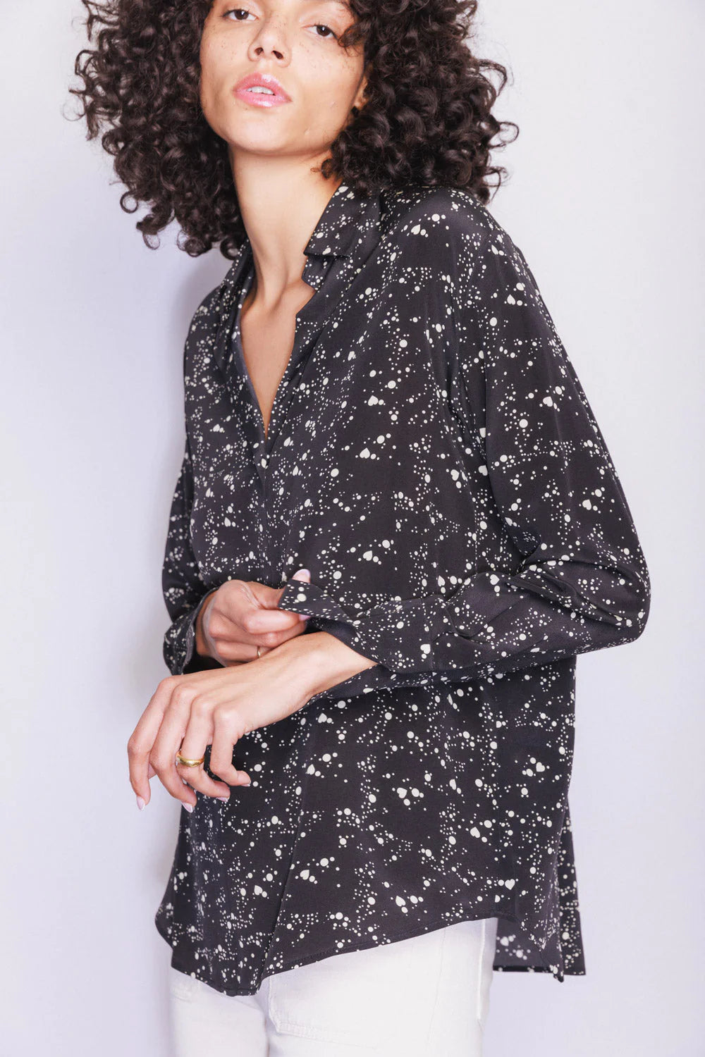 Catherine Gee- Daria Blouse- Heart Dot- Black/White  LAST ONE