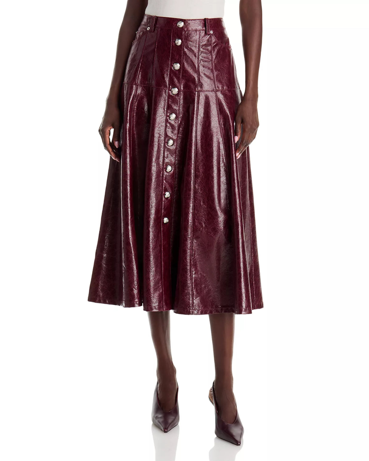 Cinq a Sept - Vegan Leather Veena Skirt - Black Cherry