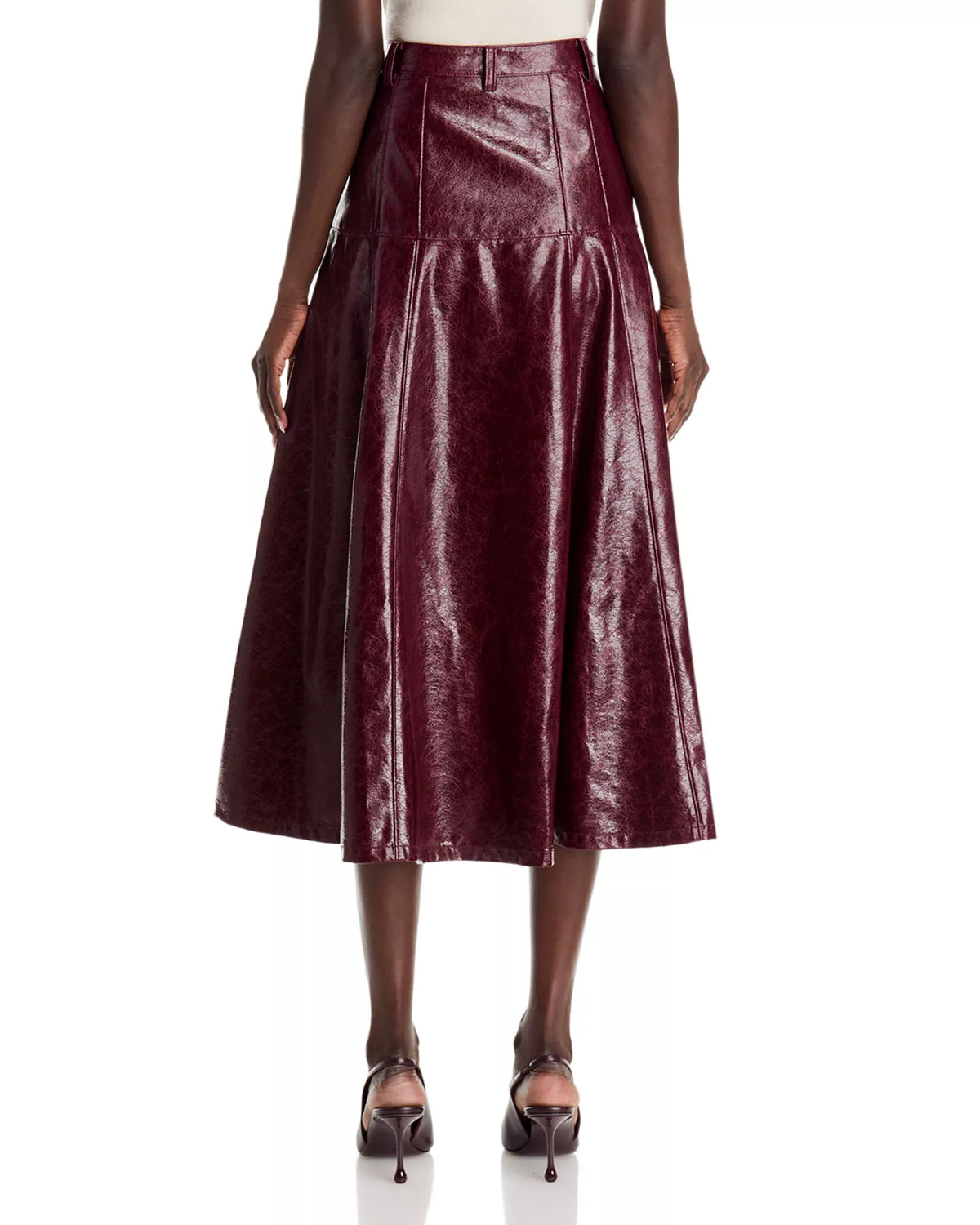 Cinq a Sept - Vegan Leather Veena Skirt - Black Cherry